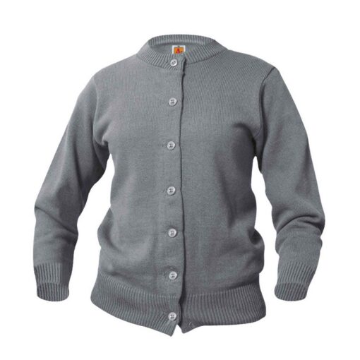 LCC Embroidered Girls Classic Jersey Crew Neck Cardigan