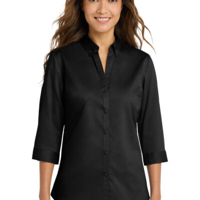 Port Authority® Women's 3/4-Sleeve SuperPro Twill Shirt - 160 "R" LOGO