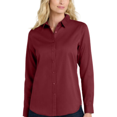 Port Authority® Women's Long Sleeve SuperPro ReactTwill Shirt - 160 "R" LOGO