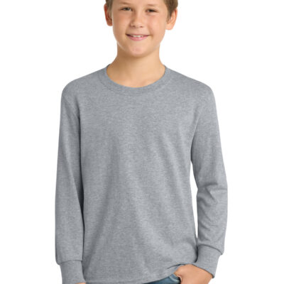Port & Co Youth Long Sleeve Core Cotton Tee - 160 CARDINAL